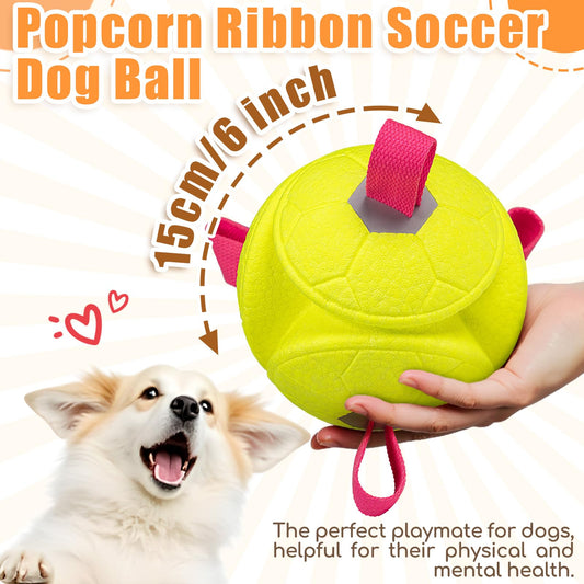 Moonorange 6 Inch Dog Ball Toys Interactive Soccer Ball with Straps for Tug of War Water Pet Toys Gifts for Puppy Birthday Indoor Outdoor for Fetch for Large Medium Dogs