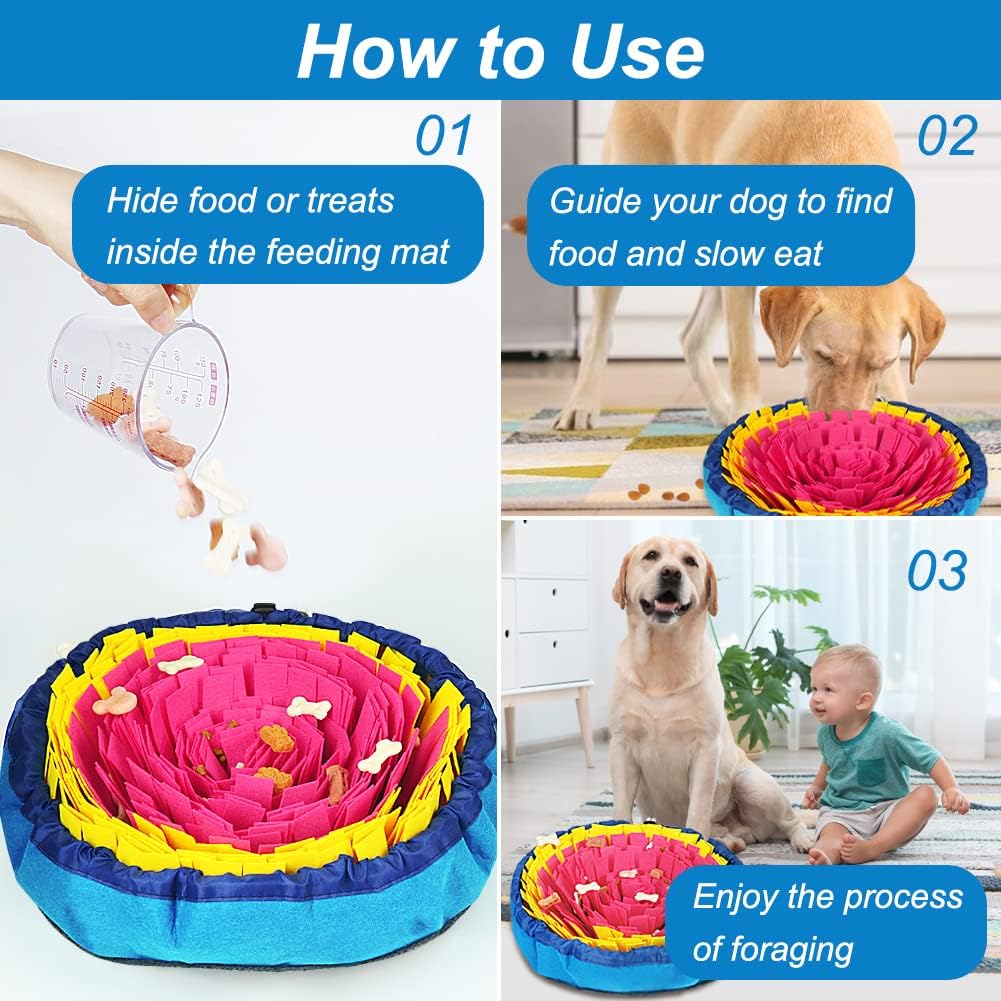 Vivifying Snuffle Mat for Dogs, Interactive Dog Enrichment Toys for Boredom and Mental Stimulation, Adjustable Sniff Mat for Slow Eating and Keep Busy (Red & Yellow)