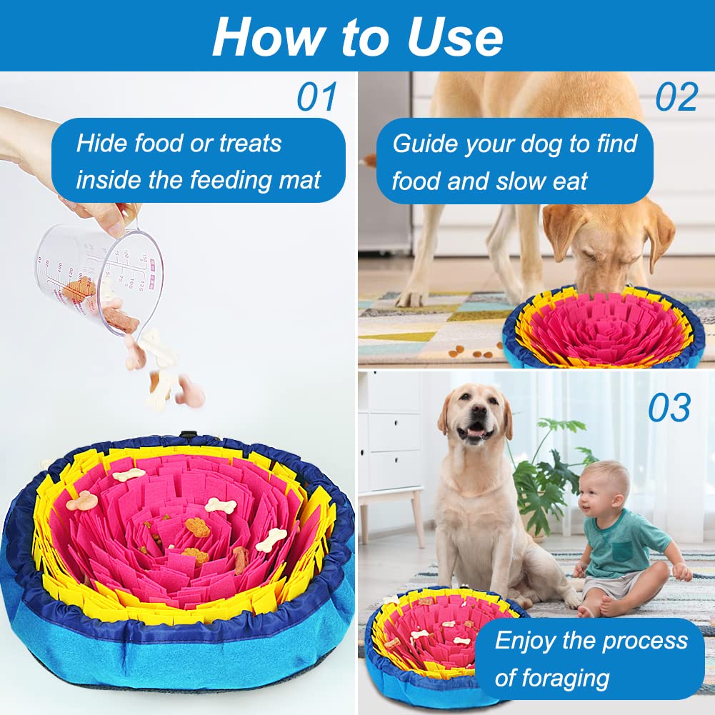 Vivifying Snuffle Mat for Dogs, Interactive Dog Enrichment Toys for Boredom and Mental Stimulation, Adjustable Sniff Mat for Slow Eating and Keep Busy (Red & Yellow)