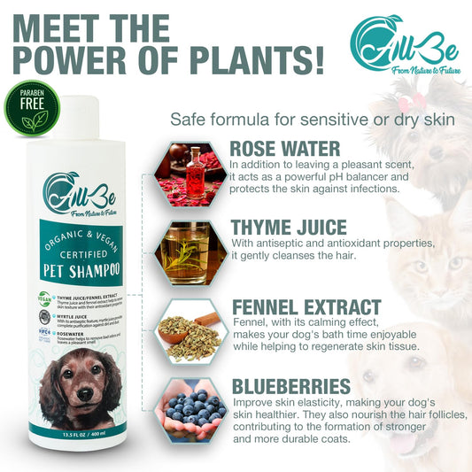 ALLBE Dog & Puppy Shampoo, Puppy & Dog Shampoo for Smelly Dogs, Tearless Pet Body Wash, Deodorizing, and Moisturizing, Conditioner Effect, Gentle Grooming Formula for Sensitive Skin, 13.5 Oz