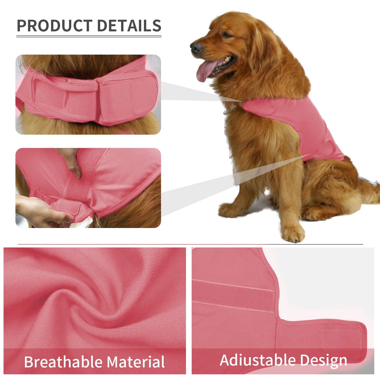 balancepaw Thunder Jacket for Dogs Anxiety Relief, Dog Anxiety Vest Calming Care for Separation, Thunderstorm, Travel, Fireworks, Vet Visits (Pink M)