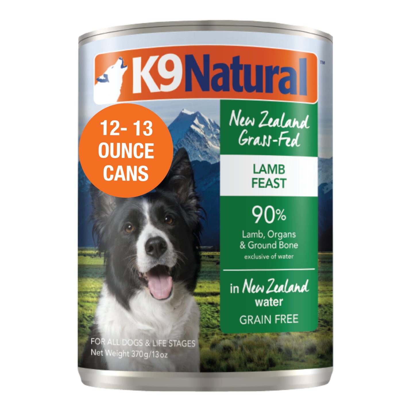 K9 Natural Wet Dog Food Pate, Lamb Feast, 13 Oz Cans (Pack of 12), Grain Free, Made in New Zealand with Grass-Fed, Free-Range Lamb, Single Source, Limited Ingredient