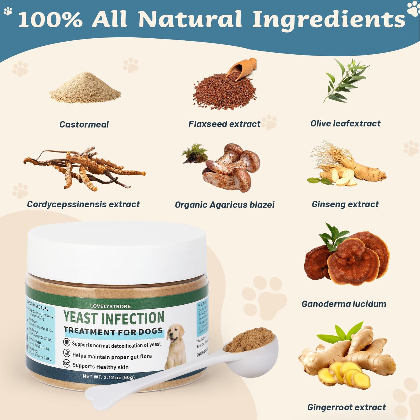 Yeast Infection Treatment for Dogs Supports Healthy Skin, Ears & Paws – Natural Dog Yeast Infection Treatmen Supplement Soothing Irritation & Itching - 60 Days Large Supply Gentle Dog Yeast Relief
