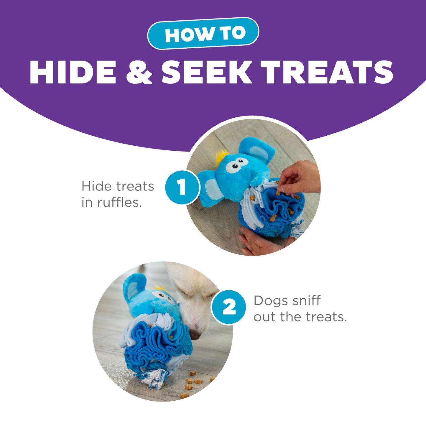 Outward Hound by Nina Ottosson Stuff N' Snuffle Plush Snuffle Ball Dog Puzzle, Elephant, Blue
