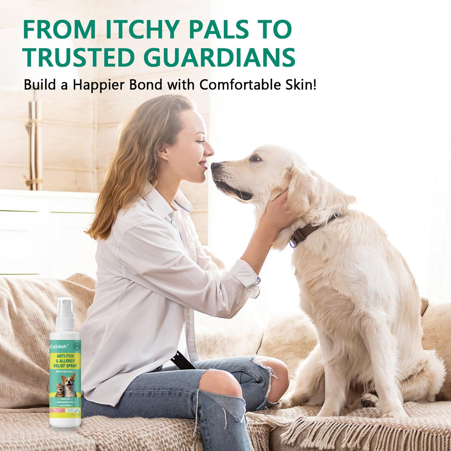 Hot Spot Spray for Dogs, Dog Itch Skin & Allergy Relief Spray, Itch Relief for Dogs and Prevents Chewing and Licking at Skin - Helps Alleviate Sensitive Irritated Dry Itchy Skin, and Dermatitis, 4oz