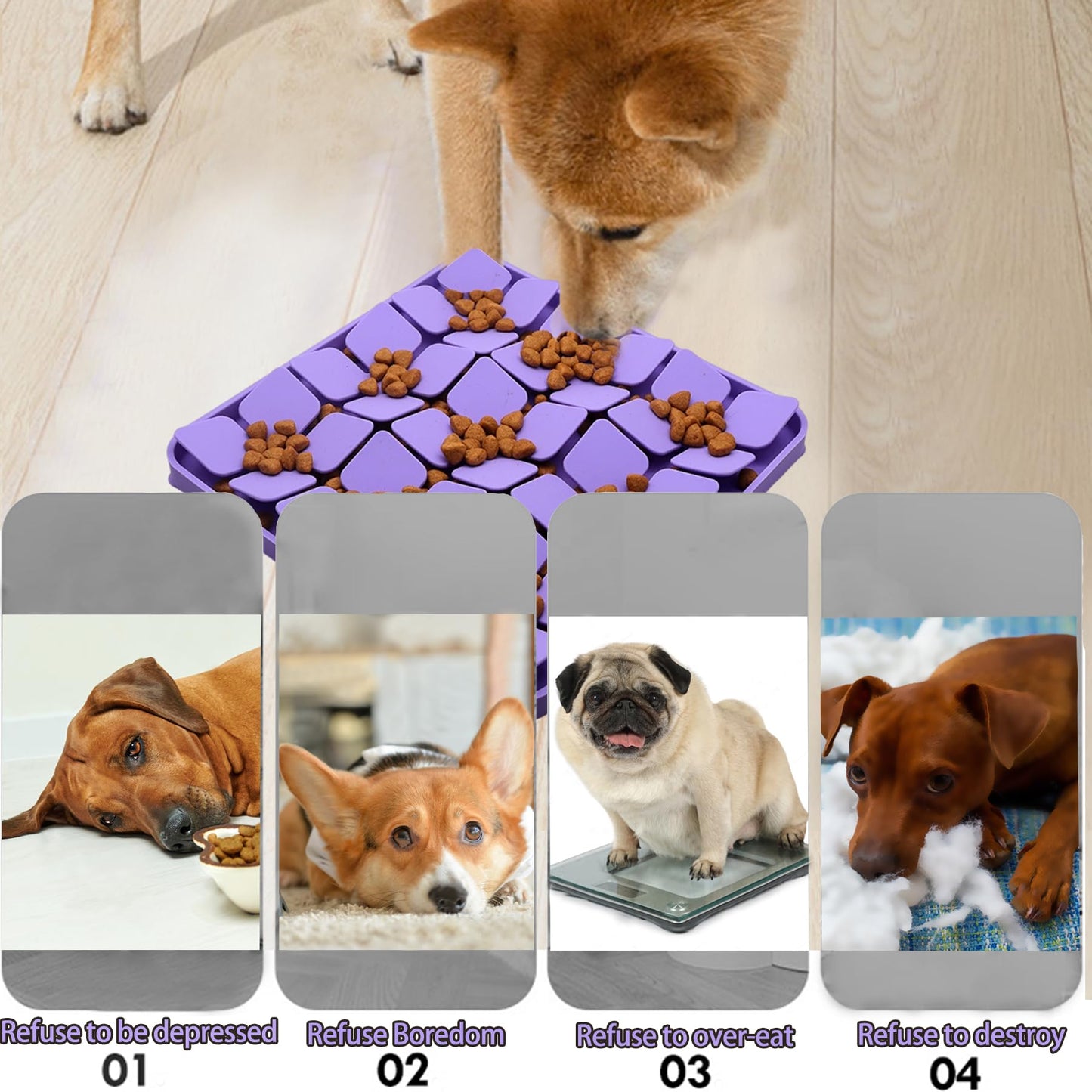 Femont Silicone Snuffle Mat for Small Dogs Puppy Cat Slow Down Eating,Slow Feeder Lick Mat for Dry Wet Food for Pet Training Smell,Encourages Natural Foraging Skill,Relieving Stress