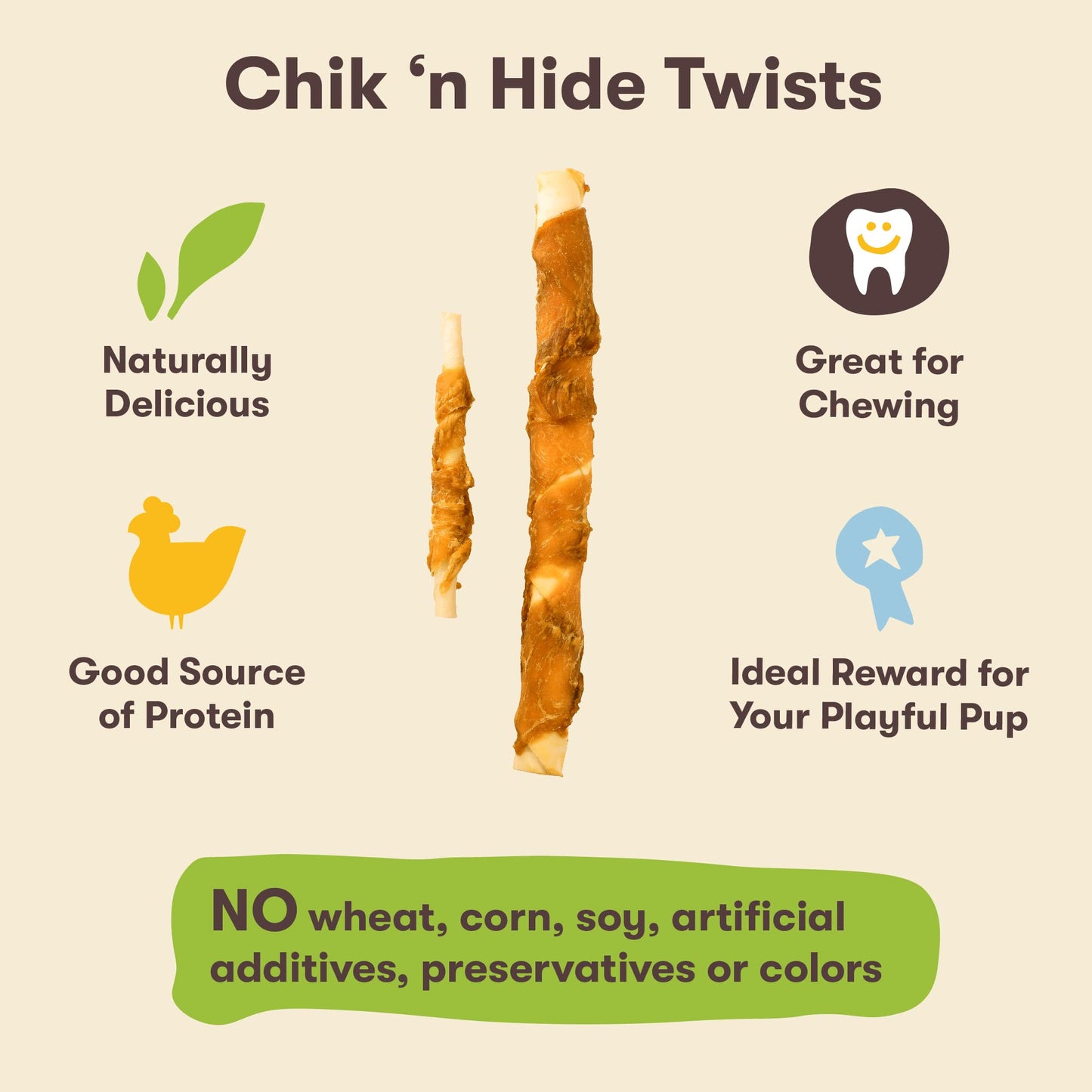 Pet 'n Shape Chik 'n Hide Twists – Chicken Wrapped Rawhide Natural Dog Treats, Small, 16 oz