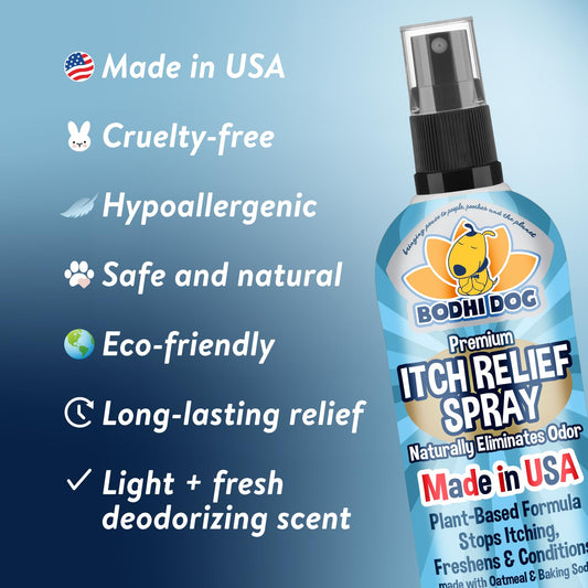 Bodhi Dog Itch Relief Spray - Natural Relief for Dry, Itchy, Allergic, or Bug-Bitten Skin - Safe for Dogs & Cats - Soothing Oatmeal Formula - Made in USA (Oatmeal, 8 Fl Oz)