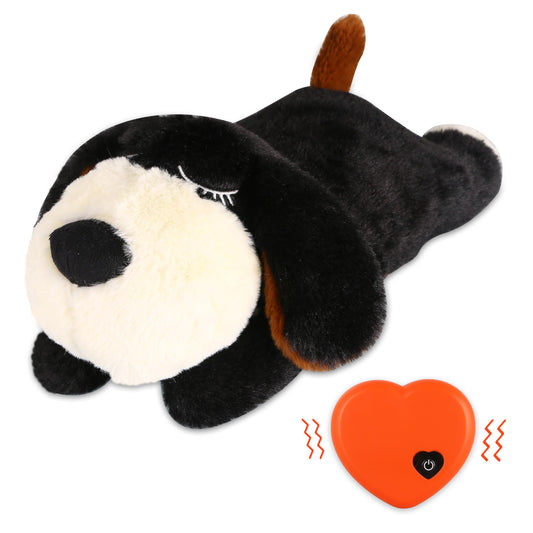 ZALBYUY Heartbeat Puppy Toy, Puppy Sleep Aid Toy, Small Dog Training Toys for Separation Anxiety Relief, Pets Plush Toys for Dogs Cats (Black)