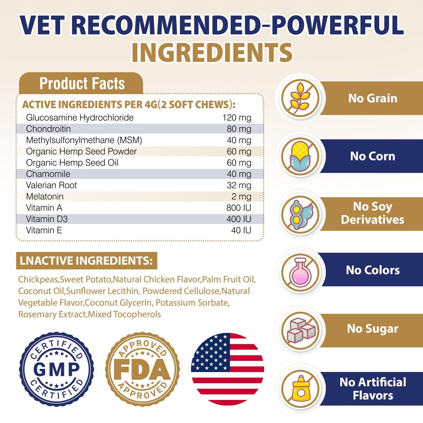 Hip and Joint Supplement for Dogs 200 Hemp Dog Calming Chews with Glucosamine, Chondroitin, Msm, Omega 3, Melatonin for Senior Dogs Anxiety, Dog Pain Relief Anti Inflammatory Small/Medium/Large Breed