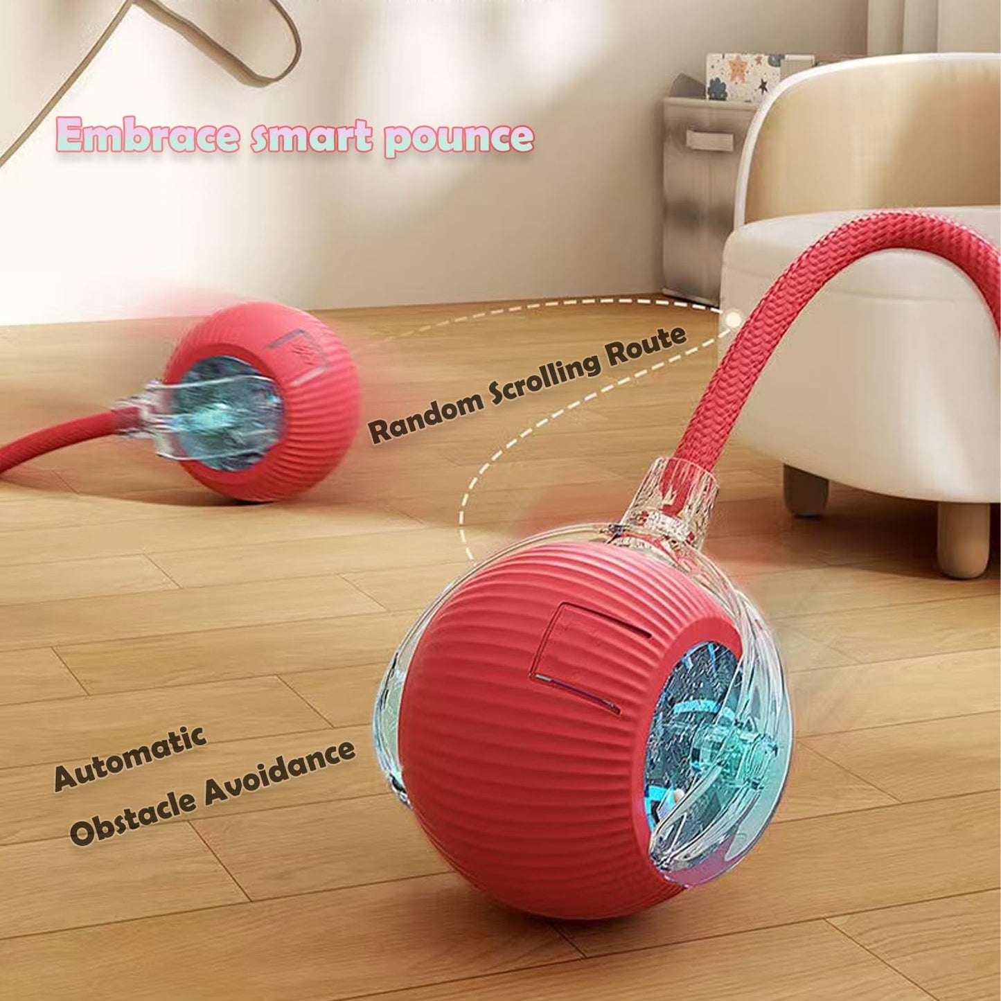Found Notice Interactive Cat Toy Ball | Automatic Moving Smart Anti-Depression Pet Toy with Light | Speedy Tail 2.0 Cat Mouse Toy | Electric Rechargeable Enrichment Toy for Indoor Bored Cats & Dogs