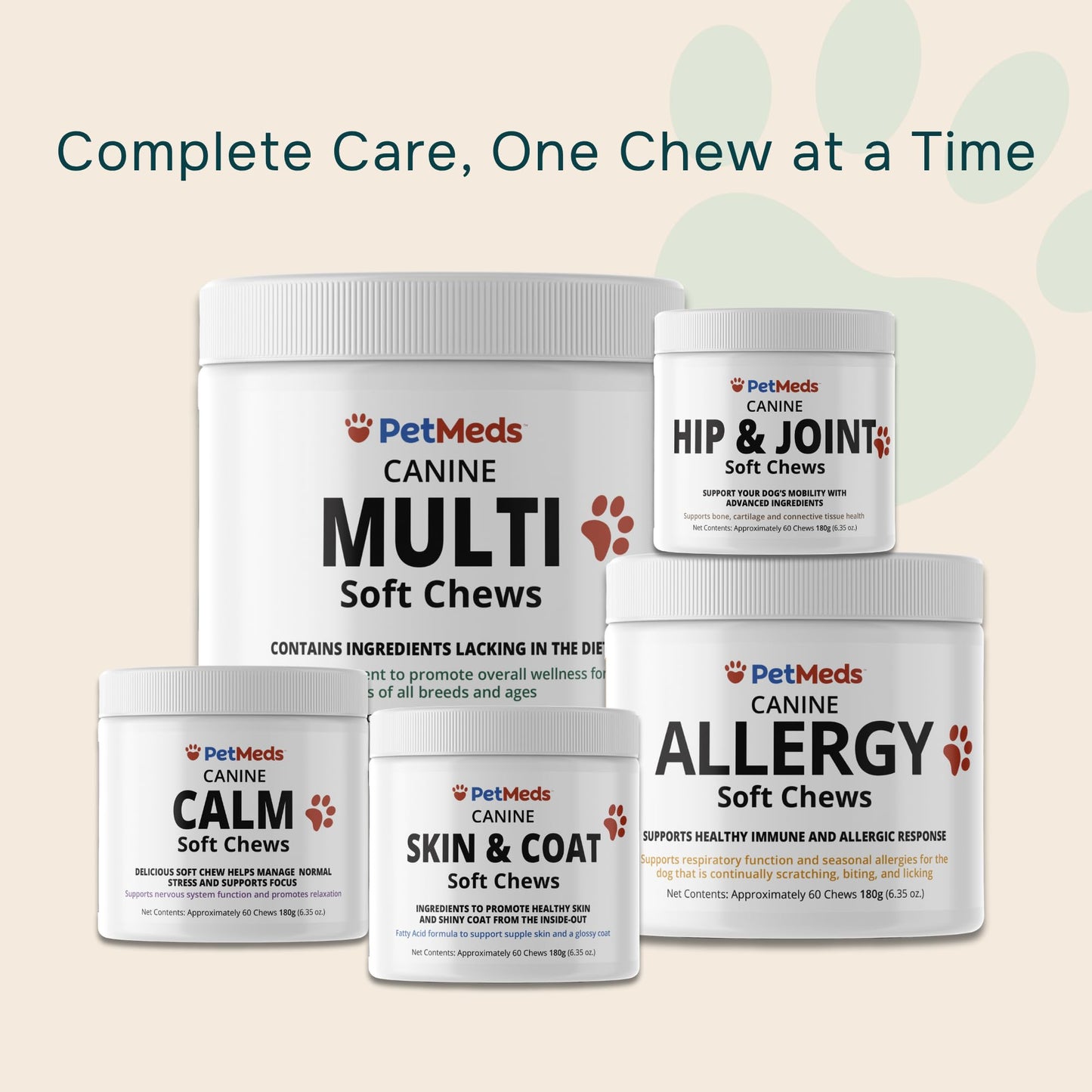 PetMeds Calm Supplement for Dogs - Anxiety & Stress Relief with Vitamins, Theanine & Lemon Balm - Supports Dogs During Travel, Thunder & Separation - Beef & Sweet Potato Flavor - 60 Soft Chews