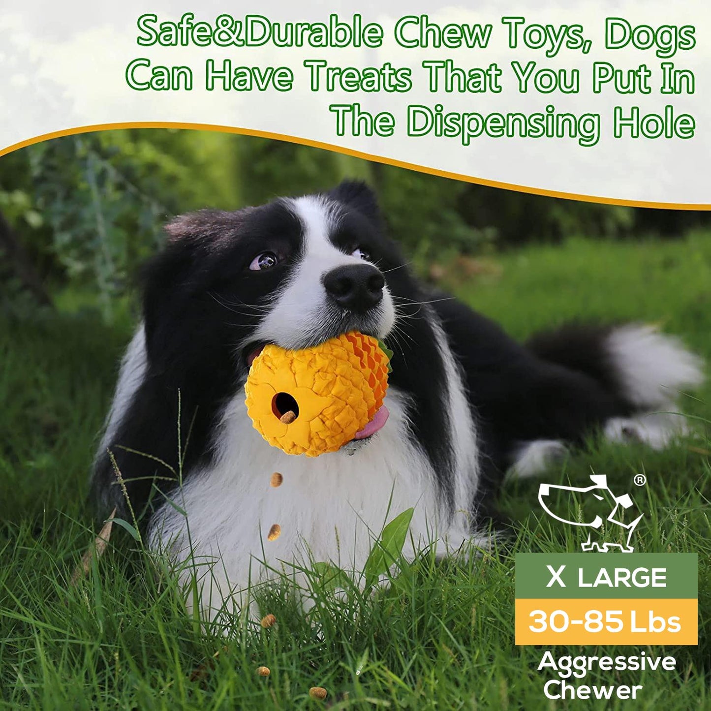 M.C.works Dog Toy for Aggressive Chewers Large Breeds, Indestructible Dog Teeth Clean, Pineapple Tough Treat Dispensing Toys for Large Dogs (Giant)