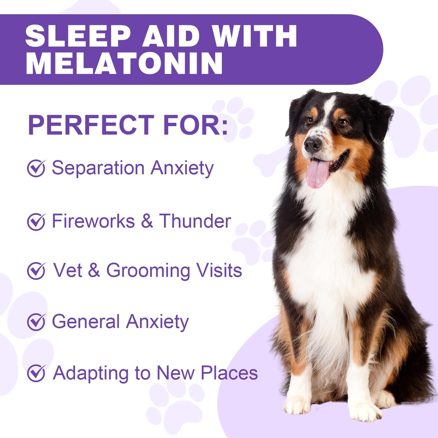 Melatonin for Dogs,Dog Sleep Aid,Calming for Dogs,Melatonin for Sleep Relieves Anxiety and Stress in Dog, Helps Calm and Restful Sleep,Bacon Flavor