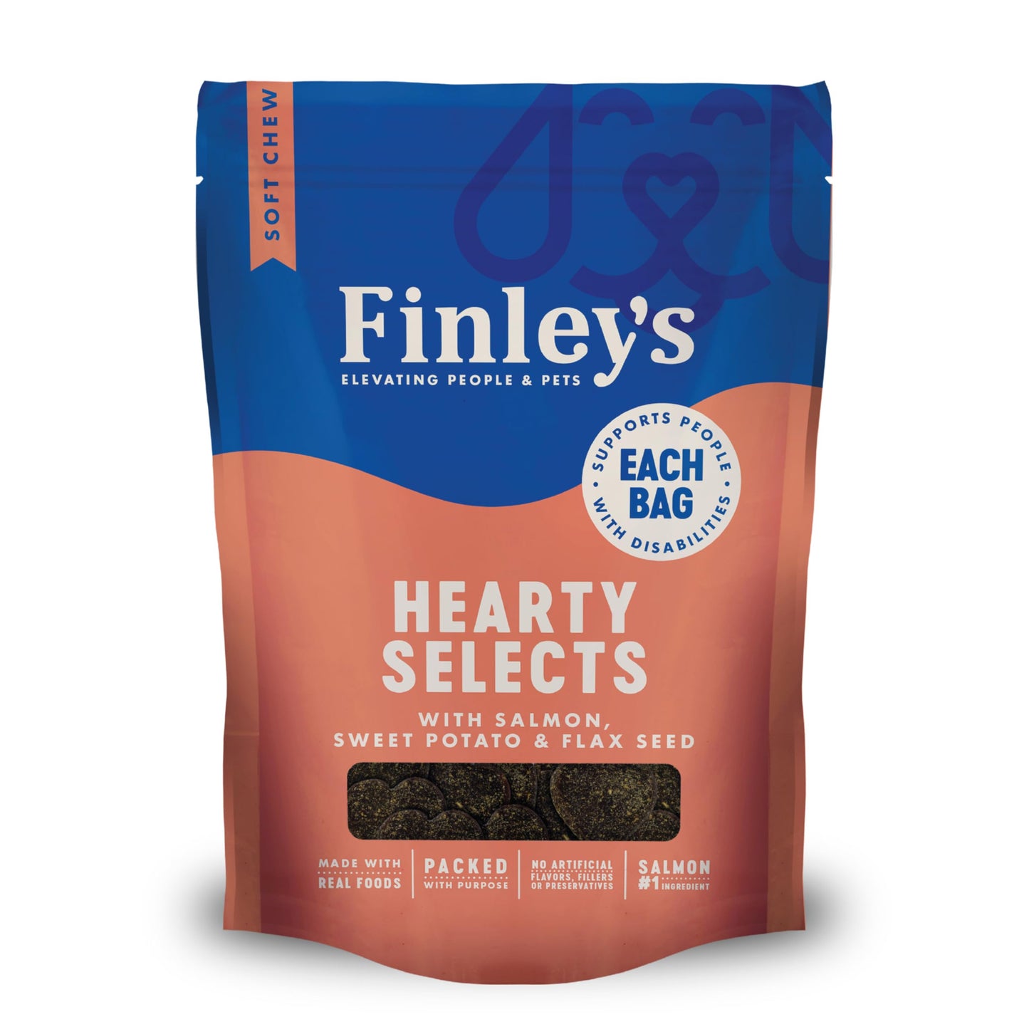 Finley's Hearty Selects Dog Treats, Hearty Selects Salmon, Sweet Potato, and Flax Seed, Soft-Baked, Functional Ingredients, Made in USA, 12 Ounce (Pack of 1)