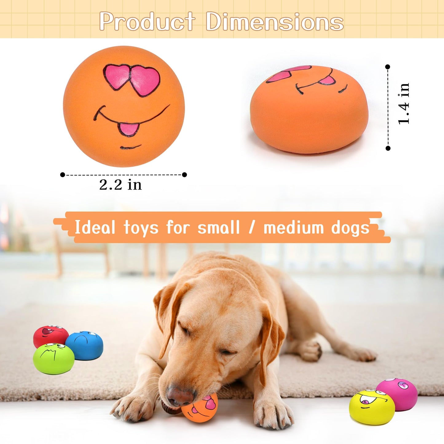 Squeaky Dog Toys Funny Cute Interactive Fetch Animal Face Latex Dog Balls for Puppy Small Pet Dogs 6 Pcs/Set