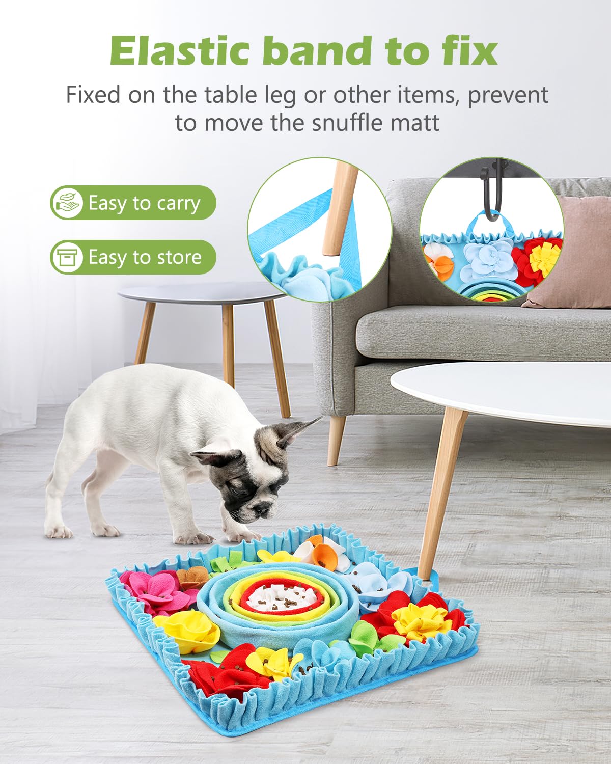 KeeKit Snuffle Mat for Dogs - 19.7x19.7 Inch Felt Wool Slow Feeder Mat, Interactive Dog Toy for Treats & Food, Anxiety Relief & Mental Stimulation (Not for Aggressive Chewers)