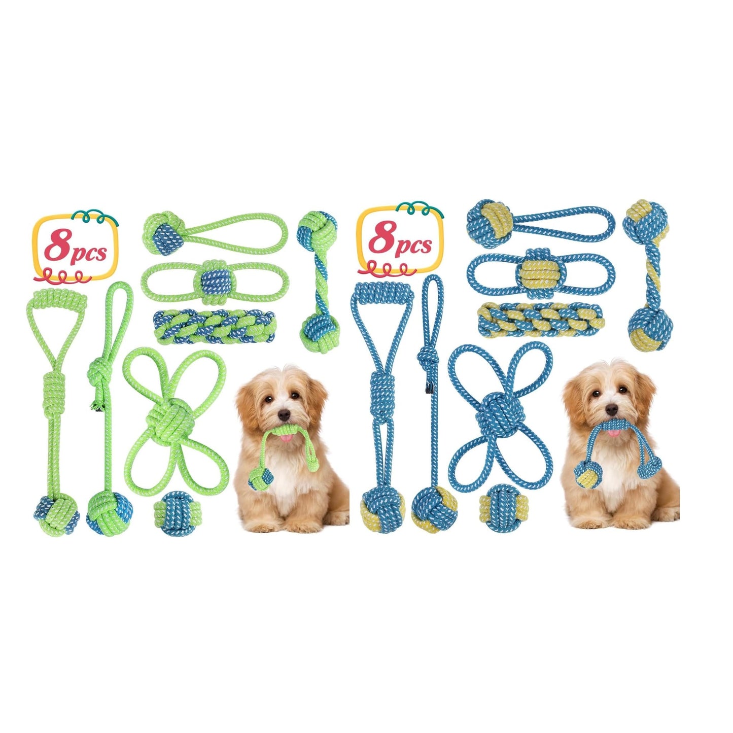 ETACCU 16 Pack Dog Rope Toys for Puppy & Small Dogs ， Puppy Rope Toy for Aggressive Chewers, Indestructible，Keeping Dogs from Being Bored