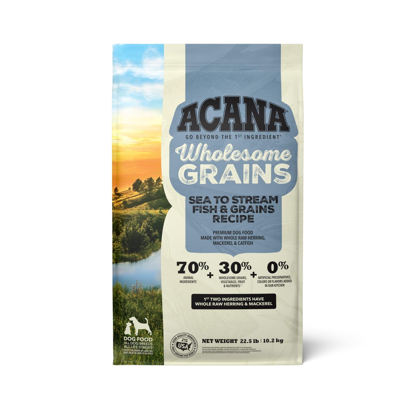 ACANA Wholesome Grains Dry Dog Food Sea to Stream Saltwater Fish Recipe 22.5lb Bag