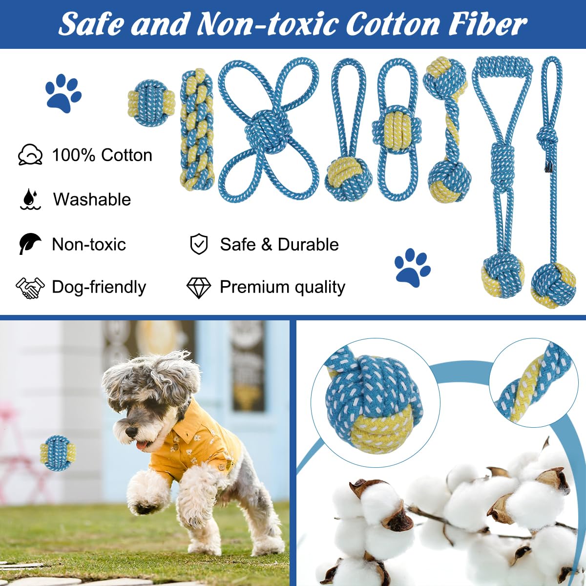 ETACCU 16 Pack Dog Rope Toys for Puppy & Small Dogs ， Puppy Rope Toy for Aggressive Chewers, Indestructible，Keeping Dogs from Being Bored