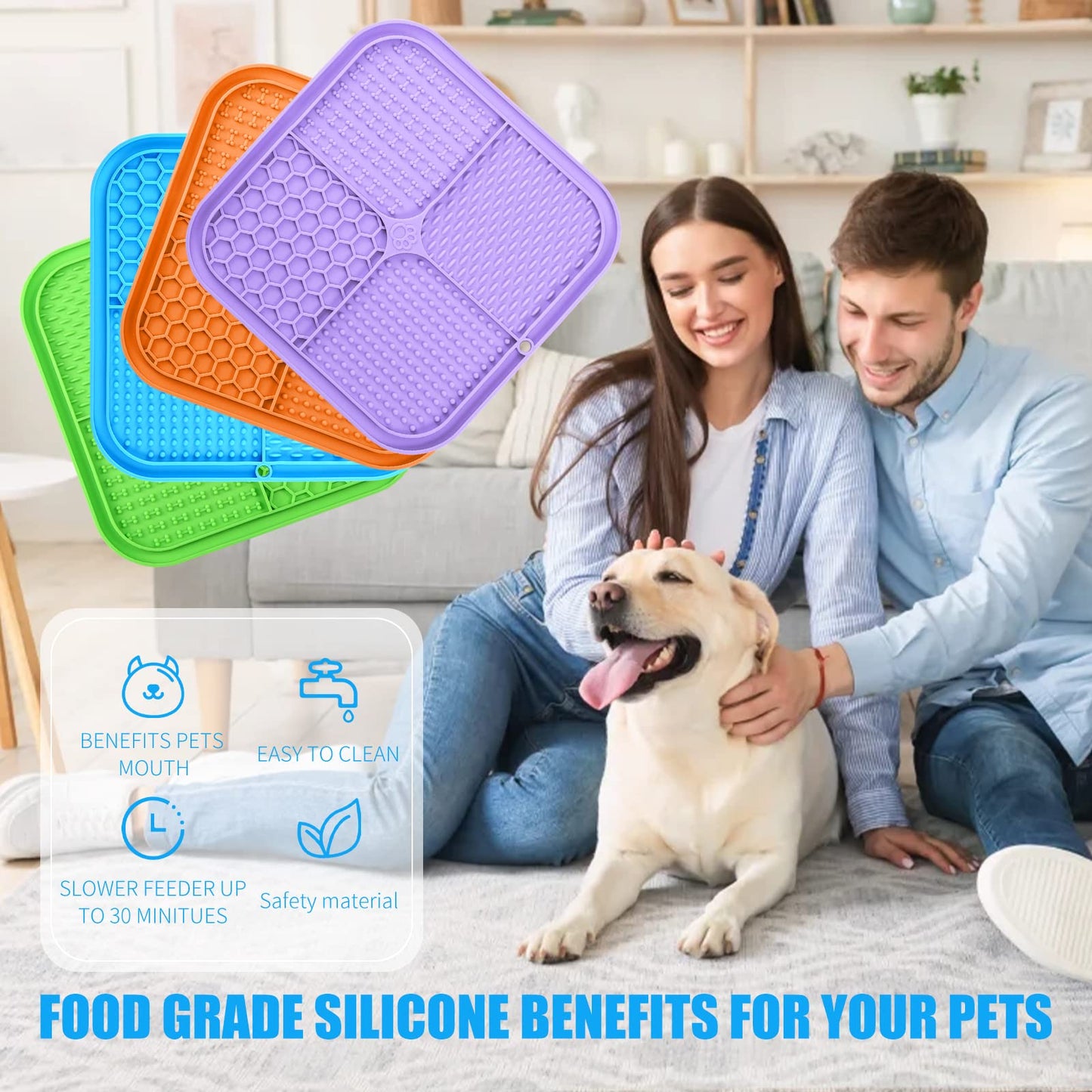 Lick Mat for Dogs, Premium Lick Pad with Suction Cups for Dog Anxiety Relief, Slow Feeder Dog Bowls, Bathing, Grooming and Training