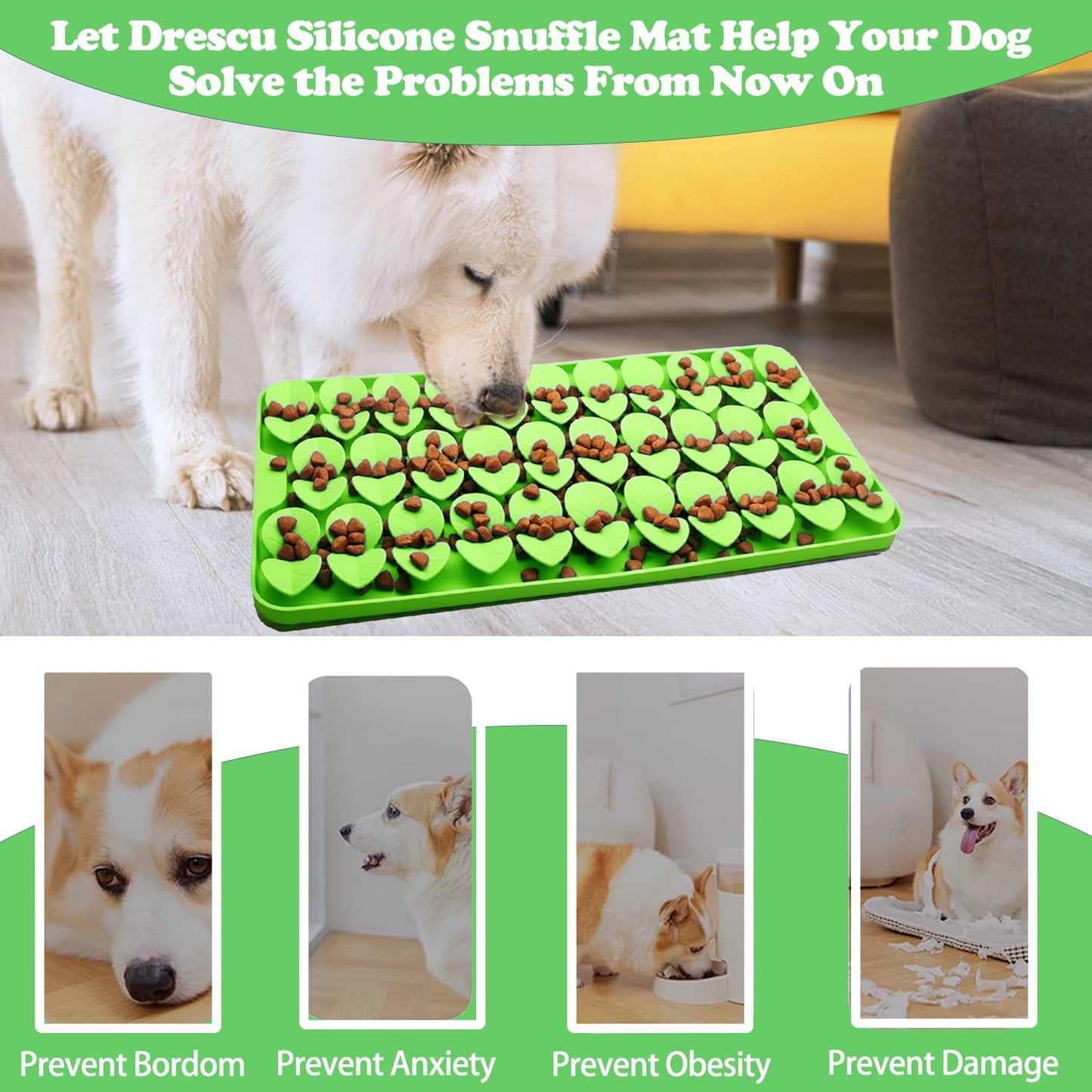 Drescu Medium Silicone Snuffle Mat for Dogs, Dog Lick Mat Slow Feeder for Slow Eating,Suction Cups Snuffle Mat for Dogs Large Breed Training Smell,Encourages Natural Foraging Skill,Sniffing