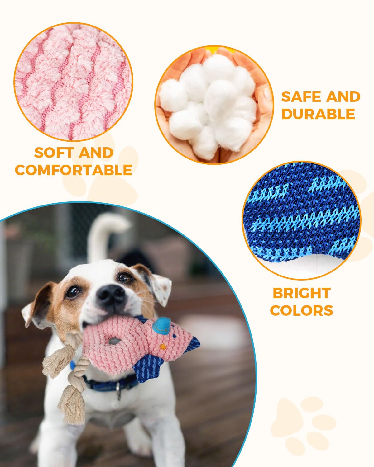 Moysoon Squeak and Crinkle 2-in-1 Plush Dog Toys for Small and Medium Dogs, Tug of War Bite and Pull Game, Soft and Durable Everyday Companion Toy, Chew-Resistant Pet Training Toy (Pink Chick)