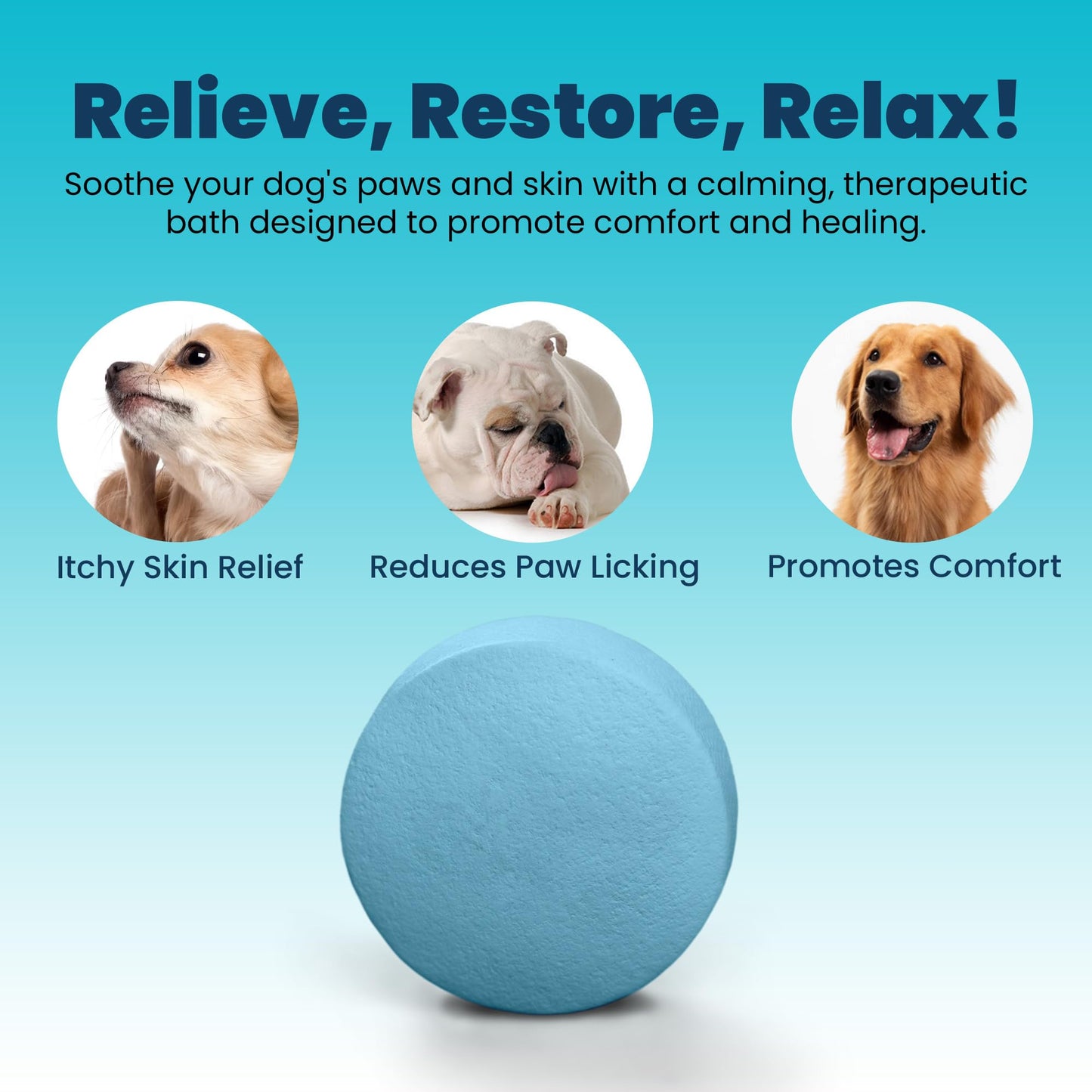 5-MinutePetBath Soothing Epsom Salt Pet Wash for Dogs Paws - Calming Bath Soak Recovery Formula - Pain & Itch Relief for Dogs - Quick Dissolving Soak Wash Tablets - Gentle Eucalyptus Formula