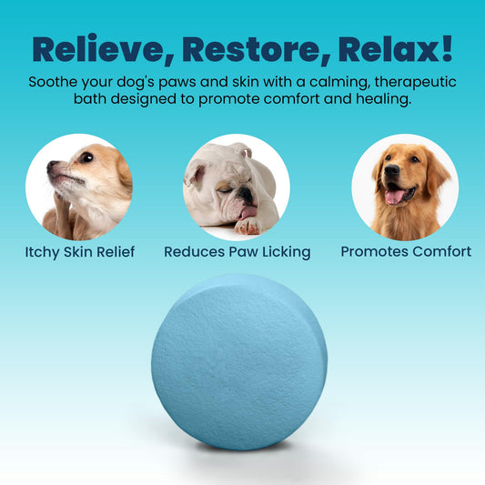 5-MinutePetBath Soothing Epsom Salt Pet Wash for Dogs Paws - Calming Bath Soak Recovery Formula - Pain & Itch Relief for Dogs - Quick Dissolving Soak Wash Tablets - Gentle Eucalyptus Formula
