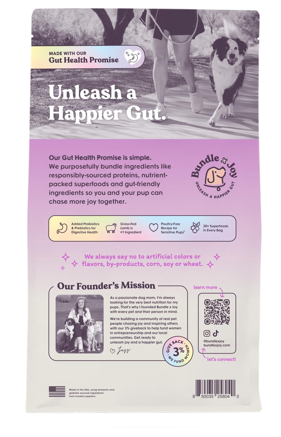 Bundle x Joy Brave Probiotic Dog Food Dry, Lamb, 4lb Bag, Allergy and Gut-Friendly Adult Kibble for Digestive Health with Grass-Fed Lamb, 20 Plant Based Superfoods, Poultry and Grain Free