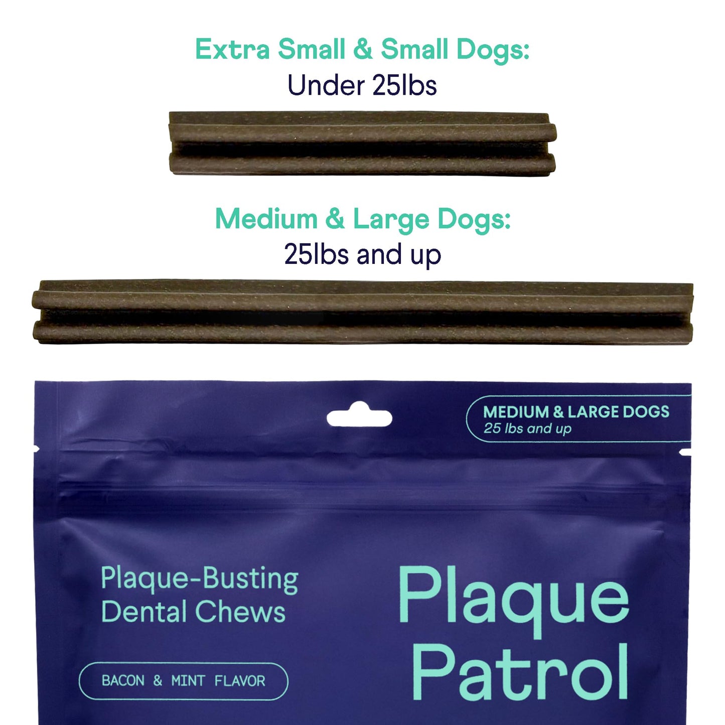 Finn Plaque Patrol Dental Chews | Triple-Action Defense Against Plaque, Tartar, and Bad Breath | for Medium/Large Dogs, 25+ lbs