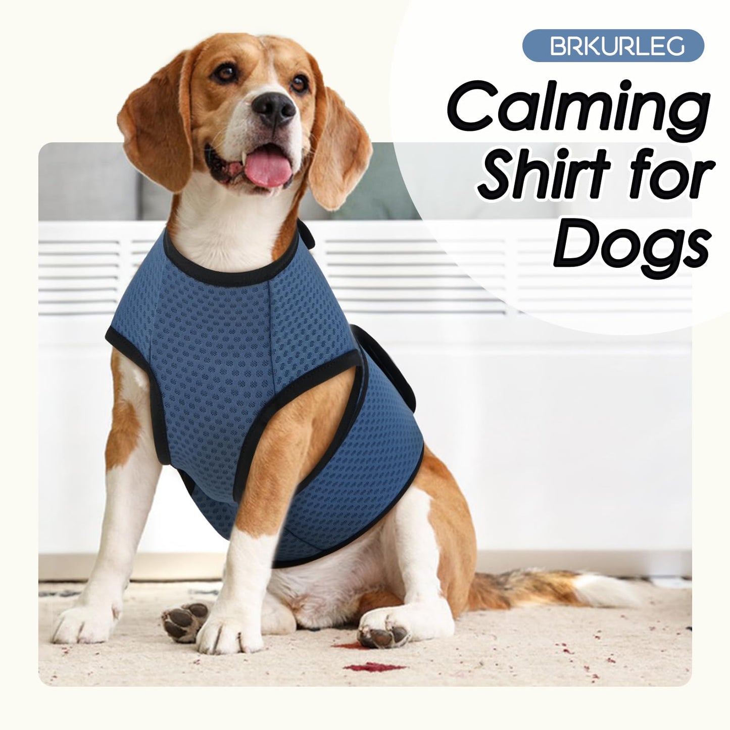 BRKURLEG Dog Anxiety Shirt, Adjustable Anxiety Vest Jacket for Small Medium Large Dogs,Dog Calming Shirt for Thunderstorms, Fireworks, Training & Separation Relief, Lakeblue, XXXL