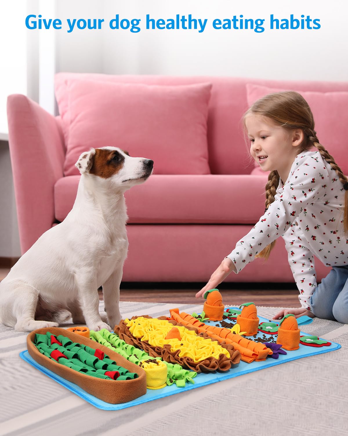 AMIR Dog Snuffle Mat – Slow Feeding & Foraging Puzzle Toy for Dogs, Snuffle Mat for Dogs, Large 32 * 20 Inch Sniffing Mat to Encourage Natural Instincts, Reduce Anxiety & Promote Mental Stimulation