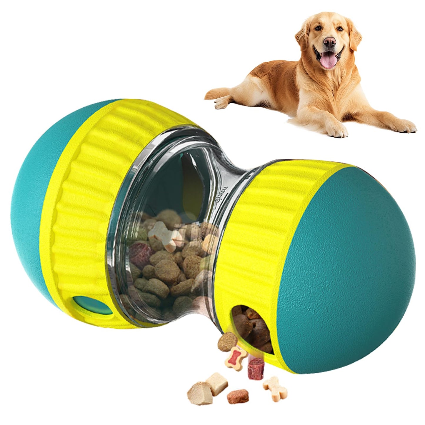 COSOWO Slow Feeder Dog Toy, Interactive Treat Dispenser & Puzzle Ball for Fast Eaters, Mental Stimulation, Boredom Relief, Food-Grade ABS, Adjustable Difficulty for Small & Large Dogs, Green