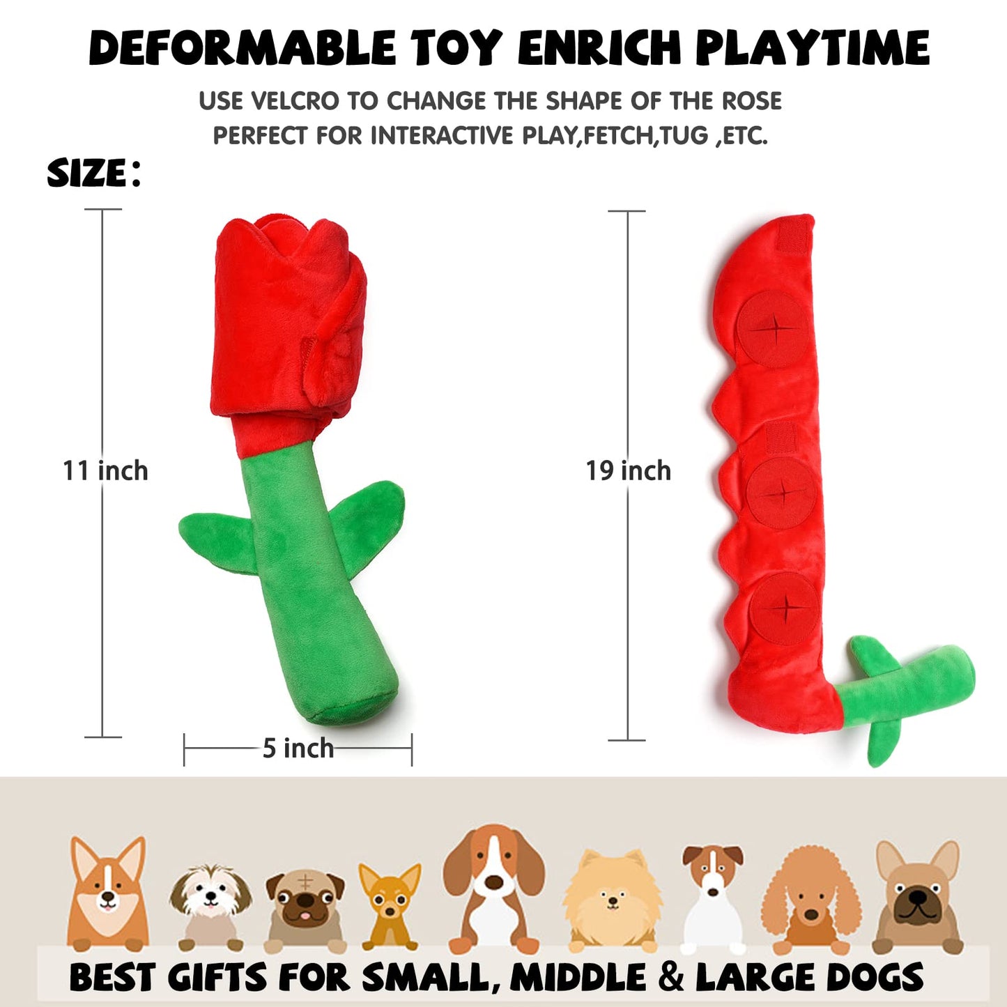lilfrd Rose Puzzle Dog Toy, Valentine's Day & Christmas Gift, Squeaky Crinkle Enrichment Snuffle Mat, for Small Medium Large Dogs & Puppies