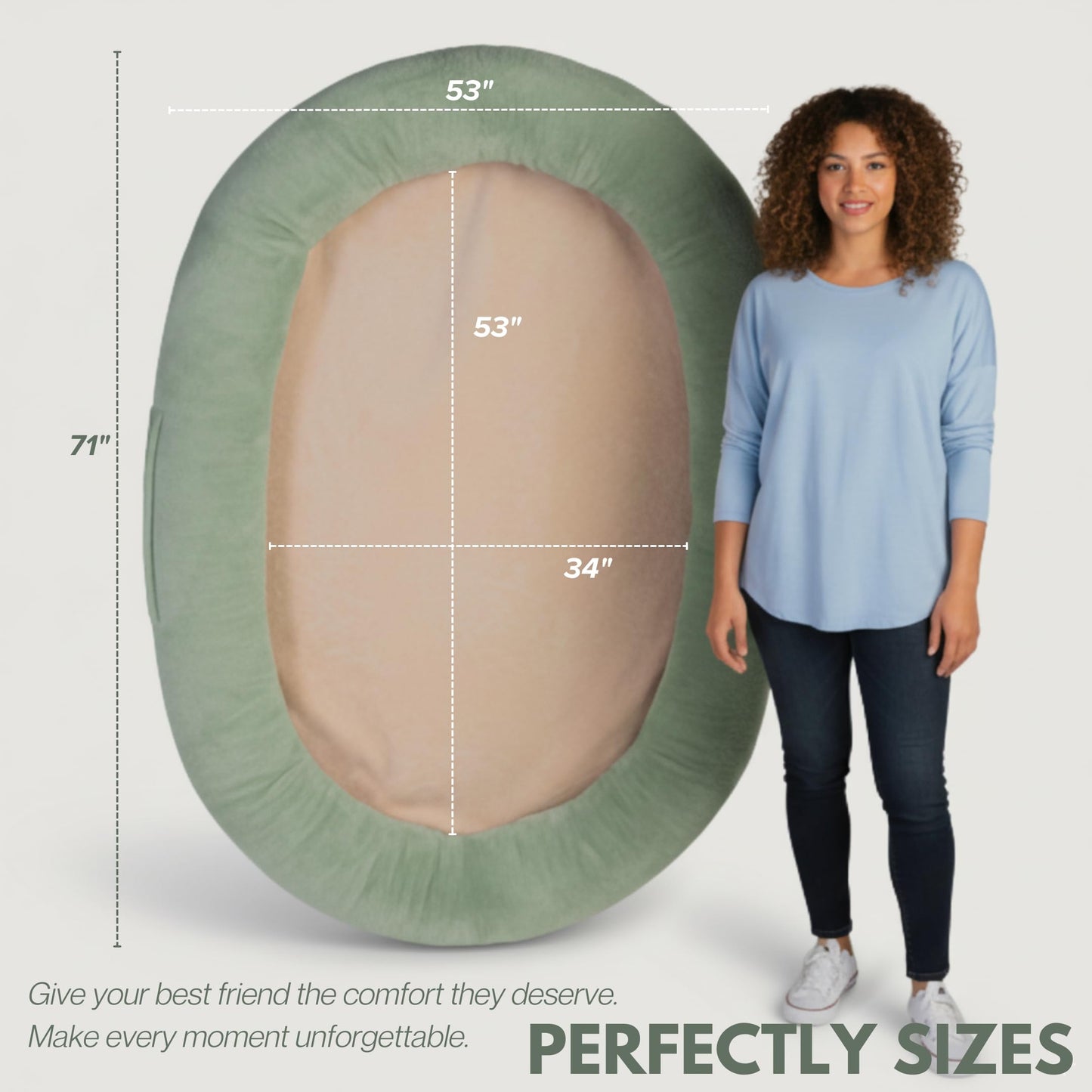 Human Dog Bed for Adults & Pets – Extra Large Cozy Lounger with Ultra-Soft Plush Fabric, Supportive Memory Foam Mattress & Removable Washable Cover – Oversized Pet Bed for Relaxation & Bonding (Green)