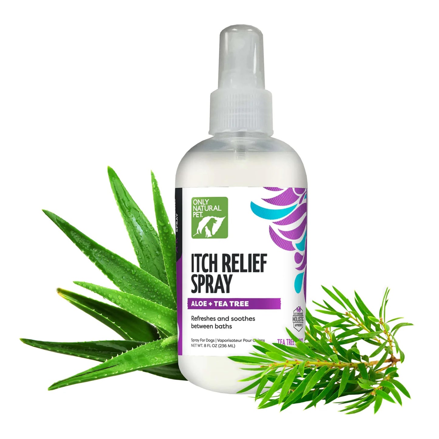 Only Natural Pet Itch Relief Spray with Aloe + Tea Tree for Dogs, Anti Itch Spray for Dogs Allergies to Soothe Dry Irritated Skin and Itchy Skin Relief - 8 oz