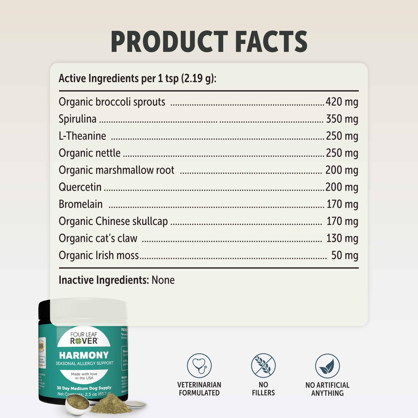 Harmony - Skin & Coat Supplement with Quercetin for Dogs - Balanced Histamine Support for Seasonal and Environmental Allergies - Veterinarian Formulated