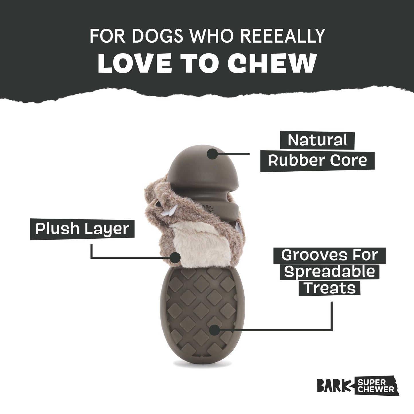 Barkbox Buck Wild Super Chewer Dog Toy for Medium to Large Dogs, Perfect for Dogs Who Love Gnawing, Shredding and Tough Playtime Fun