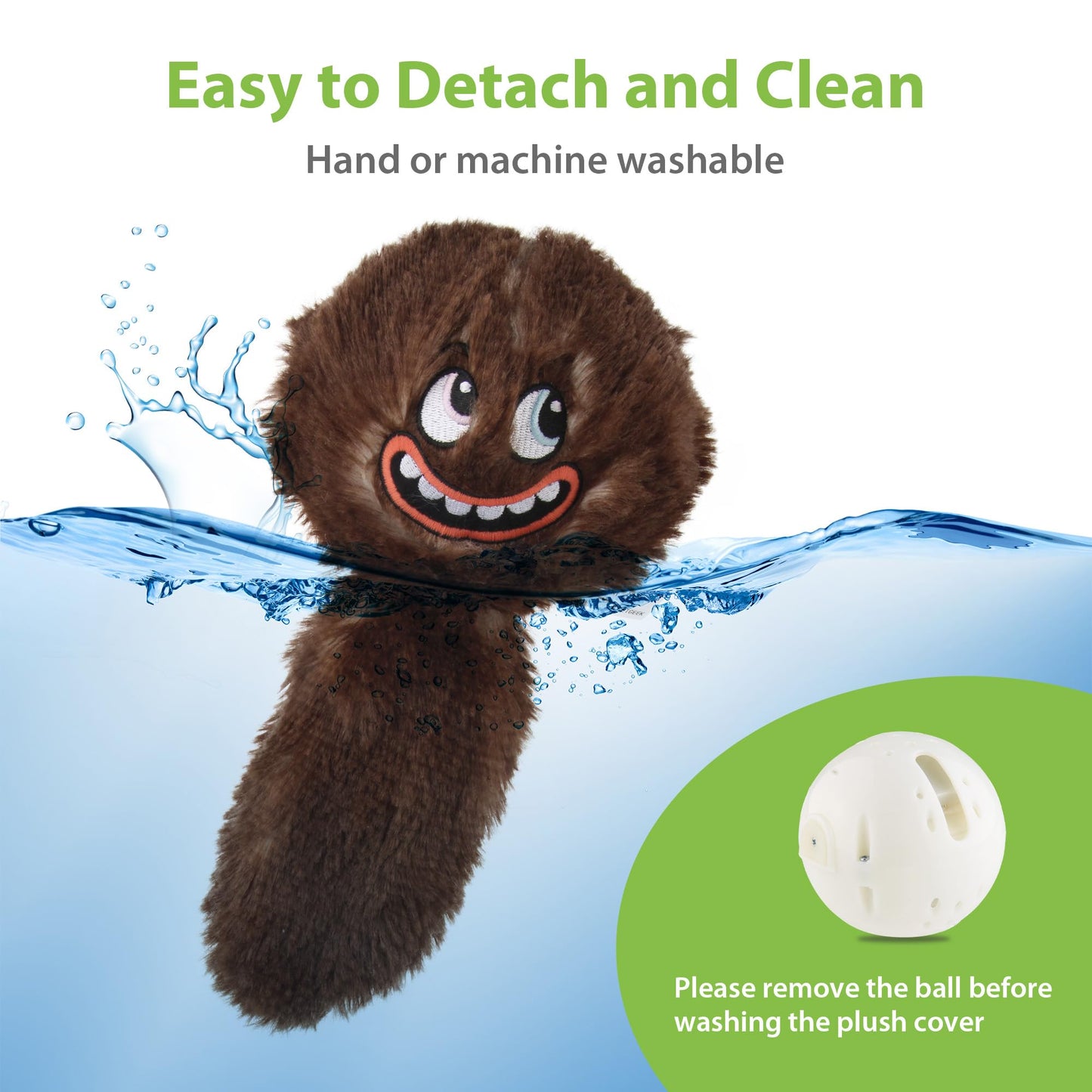 PETGEEK Interactive Squeaky Dog Toy, Automatic Moving Vibrating Dog Balls with Plush Cover, Rechargeable Perro Juguetes with Recording and Music Mode, Crinkle Pet Plush Toy for Boredom, Brown