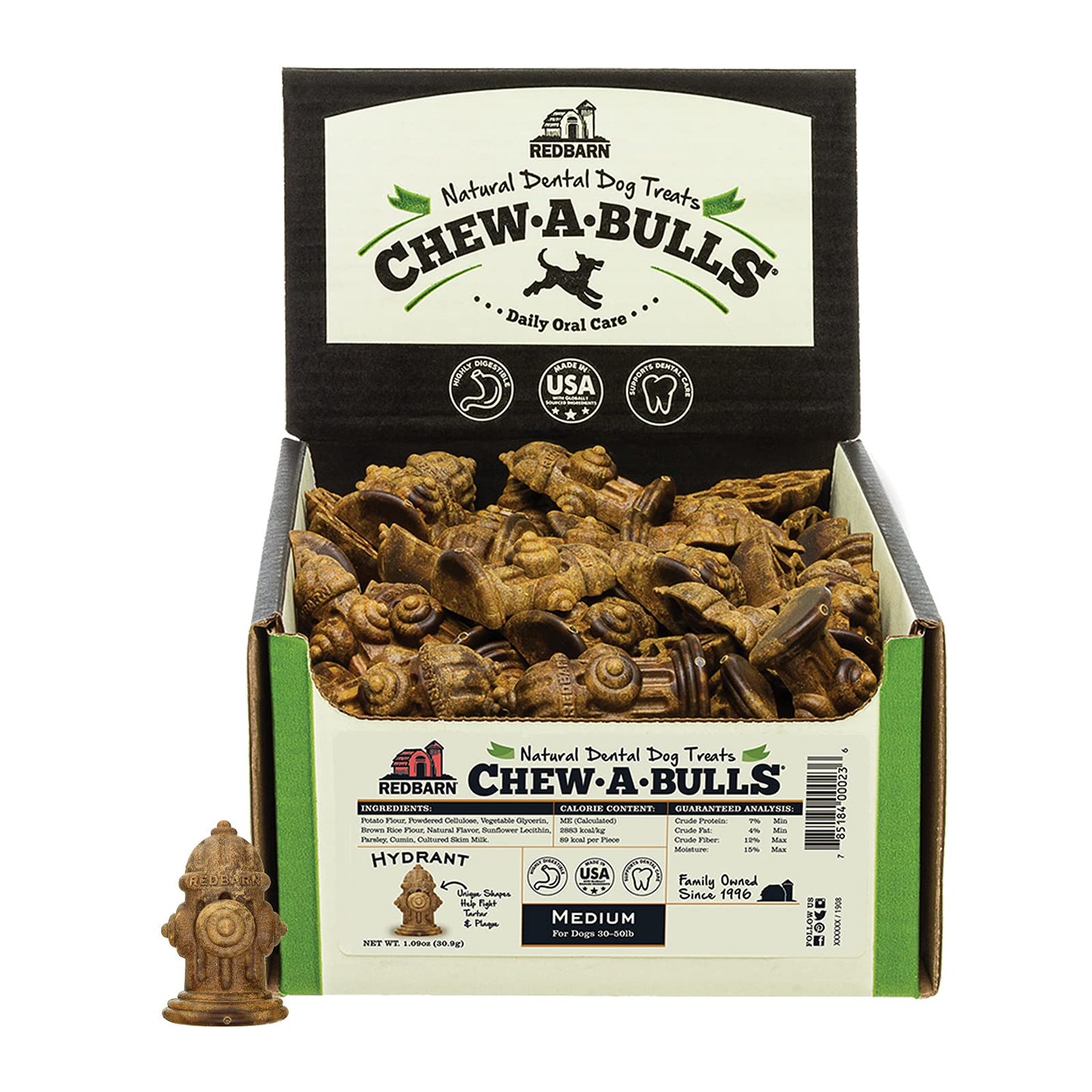 Redbarn Pet Products Chew-A-Bulls (Size: Medium, Shape: Hydrant, Case of 45)