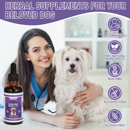 Valerian Root for Dogs, Valerian Root for Anxiety and Stress Relief in Dogs, Herbal Supplement to Help Support Calmness, Dog Sedative Calming Drops for Dogs, 2 fl oz