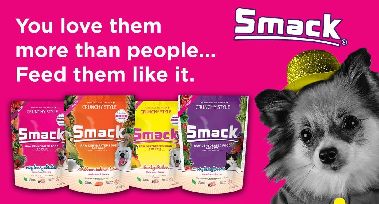 Smack Pet Food Organic Raw Dehydrated Dog Food Grain-Free, Gluten-Free, Raw Food for Dogs (Very Berry Chicken, 8.8 Ounce