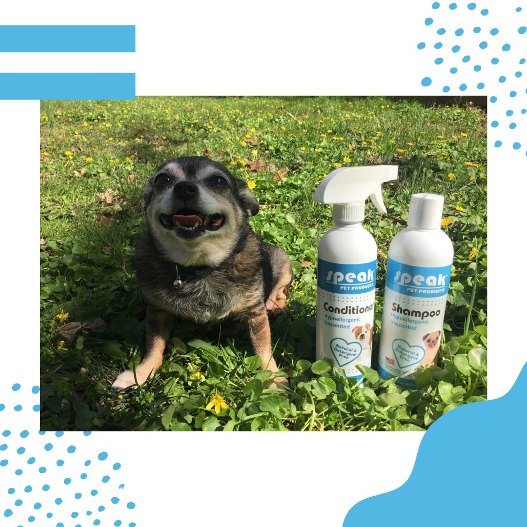Speak Pet Products Natural Leave-in Conditioning Spray Refill, Hypoallergenic Unscented, for Dogs 1 Gallon