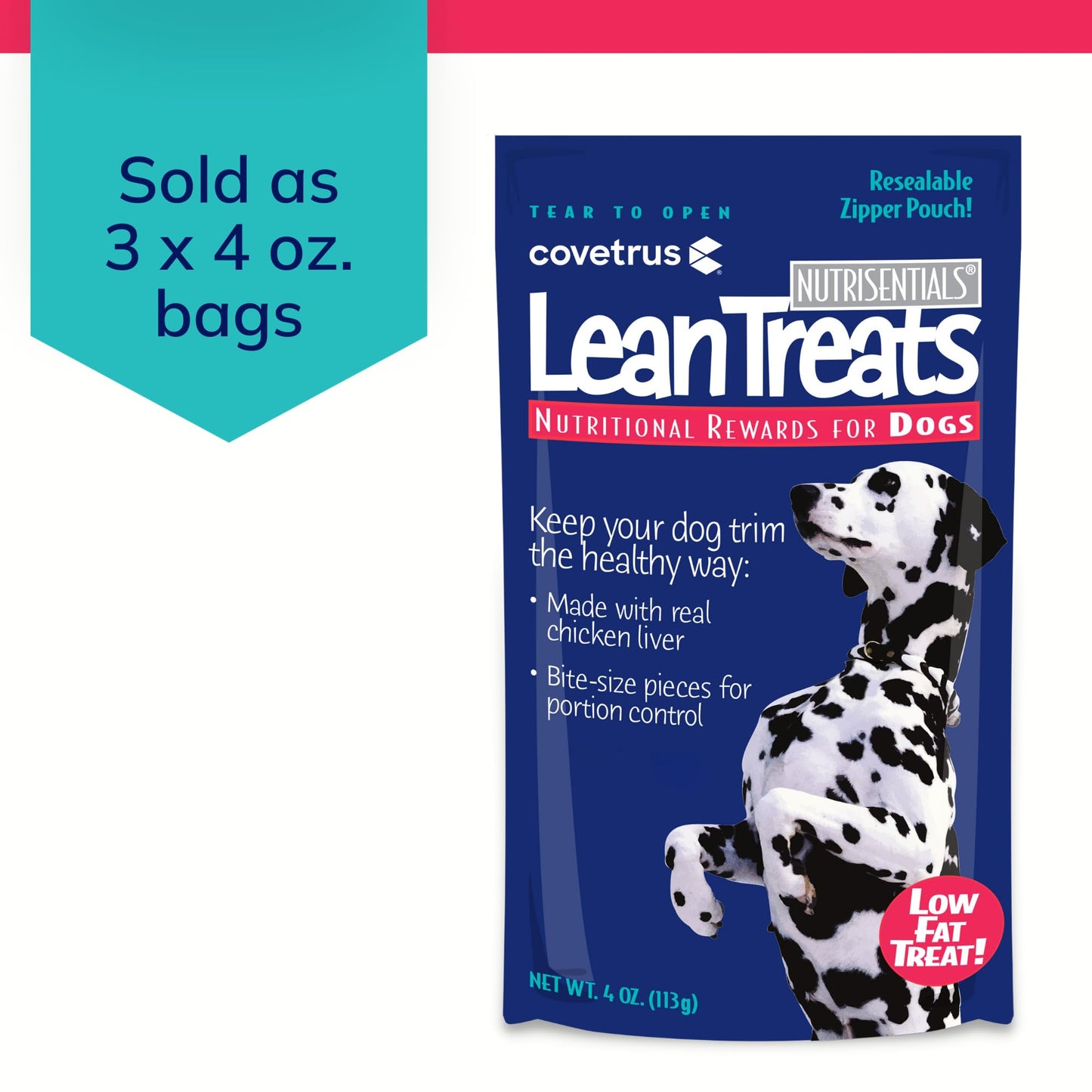 Covetrus Nutrisential Lean Treats for Dogs - Small, Medium & Large Dogs (K9) - Nutritional Low Fat, Bite-Size - Soft Chicken Flavor - Chicken Flavor - 3 Pack - 4oz