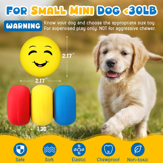Hungdao 20 Pack Dog Squeaky Balls Soft Latex Squeaky Dog Toys Small Interactive Pet Chewing Toys for Puppy Training Interactive Fetch Play(Face)