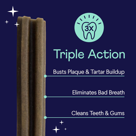Finn Plaque Patrol Dental Chews | Triple-Action Defense Against Plaque, Tartar, and Bad Breath | for Medium/Large Dogs, 25+ lbs