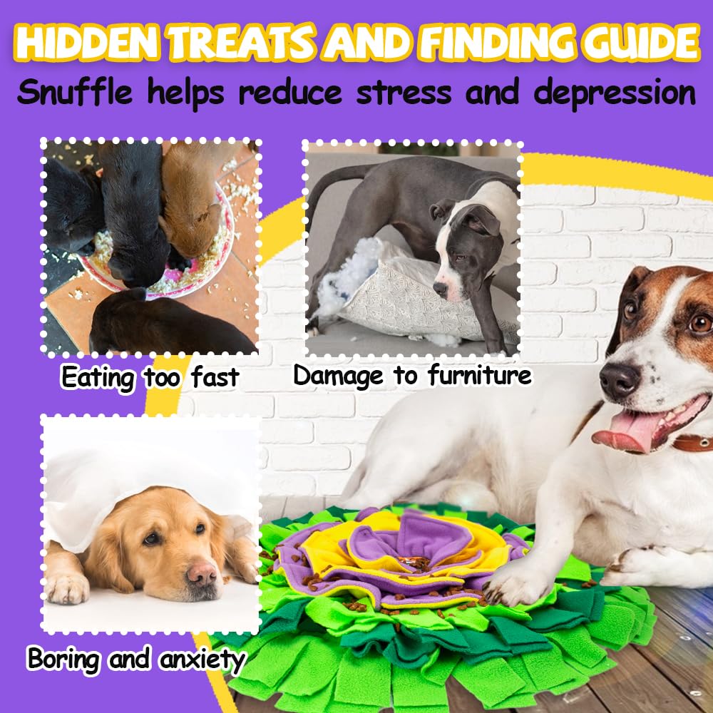 AWOOF Snuffle Mat for Dogs, Interactive Dog Puzzle Toy for Puppy Small Medium Dogs Enrichment Foraging Feeding Game Sniff Mat Toys, Mental Stimulation & Stress Relief