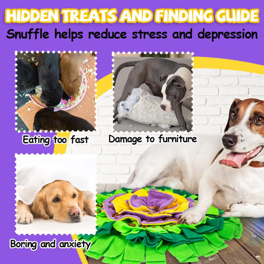 AWOOF Snuffle Mat for Dogs, Interactive Dog Puzzle Toy for Puppy Small Medium Dogs Enrichment Foraging Feeding Game Sniff Mat Toys, Mental Stimulation & Stress Relief