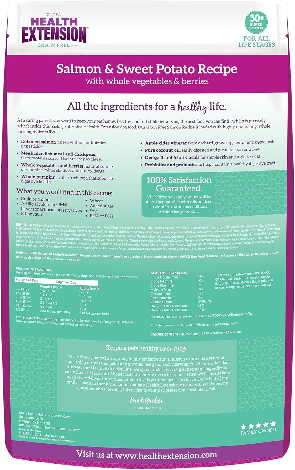 Health Extension Grain Free Salmon & Sweet Potato Dry Dog Food (4 lb / 1.81 kg) - Whole Foods Ingredients Formula with Omega 3 & Antioxidants for All Life Stages Dogs